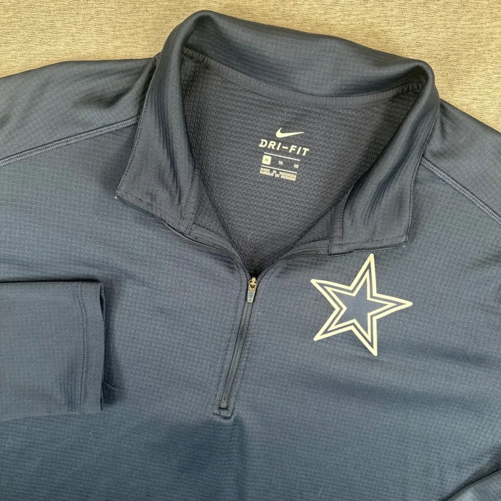 Nike Dri-FIT Dallas Cowboys Mens XL Quarter Zip Pullover Navy Blue NFL Training